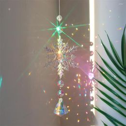 Garden Decorations Suncatcher Crystal Snowflake Pendant Stained Glass Window Hanging Light Catcher Reflective Wind Chime Xmas Home Decor