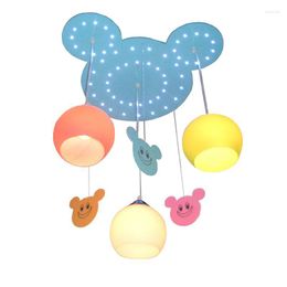 Pendant Lamps LED Creative Wooden Children's Room Pendent Lamp Cute Warm Baby Ceiling Bedroom