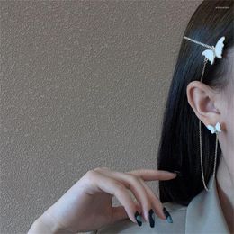 Backs Earrings Fashion Bright Fritillaria Butterfly Hairpin Chain Tassel Creative One-Piece Ear Pin Jewelry