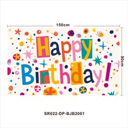 3x5 FT Happy Birthday Decorations Banner Backdrop Theme Poster for Children Men Women Celebration Banner Party Supplies with Four Brass Grommets