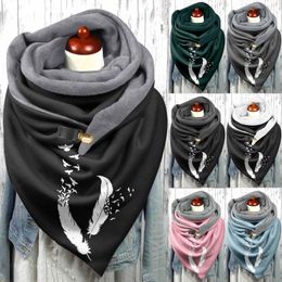 Scarves Fashion Winter Scarf For Women Feather Printing Button Soft Wrap Casual Warm Shawls Foulard Femme Neck Bandana L5