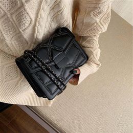 Evening Bags Chain Rivet Designer Leather Crossbody For Women Luxury Handbags Travel Shoulder Messenger Female Small Flaps 2023
