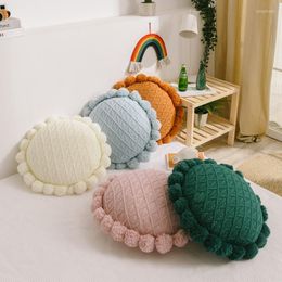 Pillow Throw Sofa Yoga Mat Hand Rests Kids Room Decoration Knitting Sunflower Pom Round