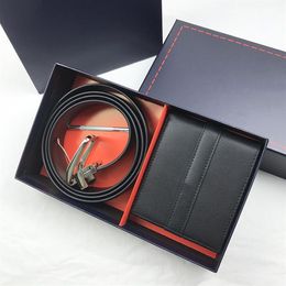 Code 1285 Fashion Genuine Leather Men Wallet Belt set Man Purse With Coin Pocket Card Holders High Quality186v