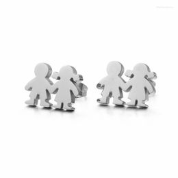 Stud Earrings Peru Lima Gold Boy Girl Charm For Women Zircon & Stainless Steel Cartoon Figure Jewellery