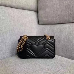 Brand-name women's bags with wavy lines quilted cowhide love bags chain bags European and American fashion shoulder slun272K