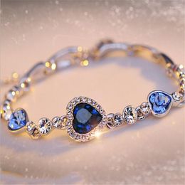 Link Bracelets Explosive Fashion Ocean Heart Trend Crystal Bracelet Women