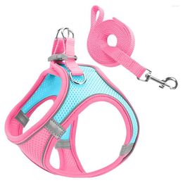 Dog Collars Reflective Cat Harness Leash Set No-Pull Breathable Soft Mesh Puppy Vest Adjustable For Small Medium Pet