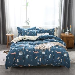 Bedding Sets 2023 Long-staple Cotton Four-piece Bed Sheet Star And Moon Pattern Plain Light Luxury Style Dark Blue White Color