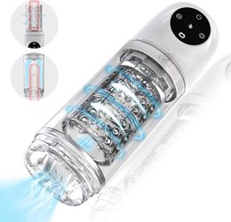 4 in 1 Upgraded Male Masturbator 4s Lockable Penis Pump One-Click Release Vacuum Pumps 7 Rhythmic Suction 7 Smooth Rotation Automatic