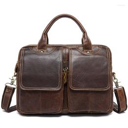 Briefcases Luufan Men's Genuine Leather Bag For Men Bussiness Messenger Briefcase Laptop Office