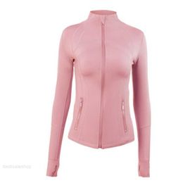 LU-07 Women's Yoga long sleeves Jacket Solid Color Nude Sports Shaping Waist Tight Fitness Loose Jogging Sportswear Women's good top
