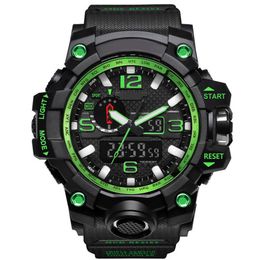 New Mens Military Sports Watches Analogue Digital Led Watch Shock Resistant Wristwatches Men Electronic Silicone Watch Gift Box Mont283B