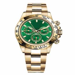 Watch master design men's sports style automatic movement gold stainless steel case green dial folding button2392