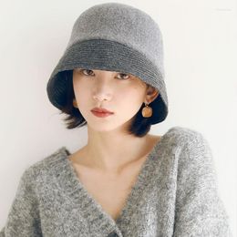 Berets Fashion Laides Winter Fold Bucket Hats Women Girls Travel Sun Beach Wool Fisherman Cap Casual Wide Brim Fedora Hat