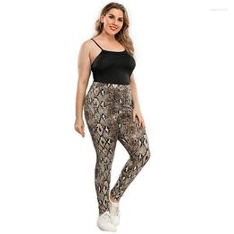 Pants Plus Size 2023 Autumn Fashion Python Lin Pattern High Waist Slim Fit Leggings Casual Large 9-point