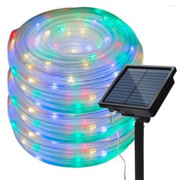 Strings 50/100 LEDs Solar Powered Rope Tube String Lights Outdoor Waterproof Fairy Garden Garland For Christmas Yard Decoration