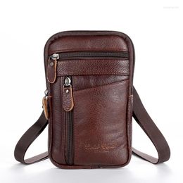Waist Bags Men's Genuine Leather Packs Phone Pouch Bag Male Small Chest Shoulder Belt 2023 Designer Crossbody