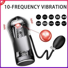 Beauty Items Inflatable Electric 10 Speeds Vibration Mode Masturbation Cup Simulation Vagina Massager Glans Machine Adult sexy Toys For Men