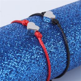 Link Bracelets 2pcs Lucky Love Heart Shape Charm Bracelet Thin Red Rope Thread String Braid For Men Women Couples Gifts