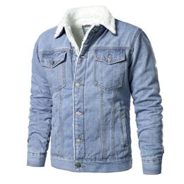 QNPQYX New Men Light Blue Denim Jackets Slim Casual Denim Coats New Male High Quality Cotton Thicker Winter Jean Jackets Warm Coats
