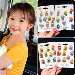 Backs Earrings 10 Piece Cute Cartoon Children Animal Fruit Plant Ear Clip Can Be Worn Without Piercings Girls Holiday Gift Jewellery