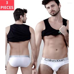 Underpants 3Pcs/Lot Calivn Klain Underwear Men Men's Panties Breathable 3D Pouch Shorts Slip Sexy For Male Low-Waist Brief