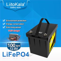 LiitoKala 12.8V100Ah LiFePO4 battery pack built-in 4S 100A BMS Grade A 12V 100Ah can be used for golf cart solar energy storage with LED display 14.6V charger