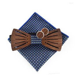 Bow Ties Fashion Tie Sets Pocket Square For Men Rhinestone Gifts Accessories 2023 Wooden