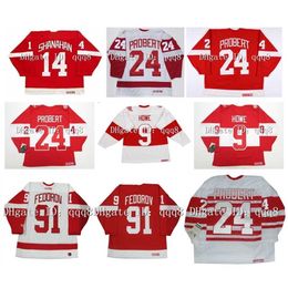 qqq8 Vintage CCM Hockey Jerseys 14 Brendan Shanahan 24 BOB PROBERT 55 LARRY MURPHY 9 Gordie Howe 91 Sergei Fedorov 20 REDMOND Red White Size