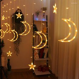 Strings 3.5M 110V 220V Star Curtain String Light 138 LED Fairy Lights 8 Lighting Modes For Ramadan Party Bedroom Wedding Christmas Decor