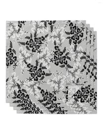 Table Napkin Black And Grey Flowers Pattern Square Napkins For Party Wedding Decor Tea Towel Soft Kitchen Dinner