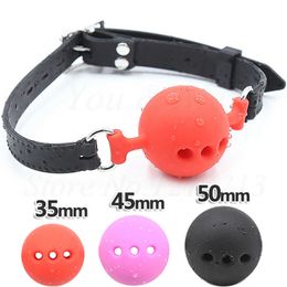 Size Soft Silicone Open Mouth Gag Ball BDSM Bondage Restraints Sex Toy For Adults Slave Hole Ventilation Couples Best quality