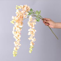artificial wisteria silk flower 5 forks 110cm long nine colors for choose hanging vine 0213