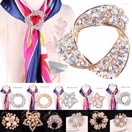 Brooches Women Custom Shawl Ring Clip Scarves Fastener Crystal Silk Scarf Buckle Brooch Wedding Fashion Jewelry Female Classic Gift