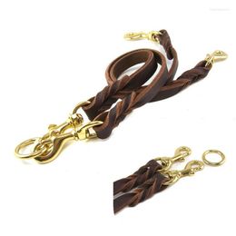 Dog Collars Leather Pet Leash Rope Training Walking Lead Leashes For Medium Large Dogs Detachable Breakaway 2 Heads