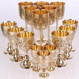 Wine Glasses 35/80/180ml Vintage Pakistan Copper Engraving Flower Pattern Goblet Water Cup Chalice Buddha Altar Drinking