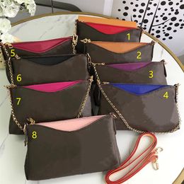 Wallets Coin Purses Clutch Bag Fashion Women Handbag Purse Brown Letter Print Chain Genuine Leather High Quality Cross body Should205Z