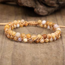 Charm Bracelets Natural Stone Beads Bracelet For Women Handmade String Braided Wrap Bangles Double Layers Couple Yoga Jewelry