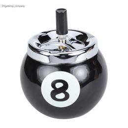 New Novelty Home Car Metal Push Button Pool Billiard Ball Shape Ashtray Holder