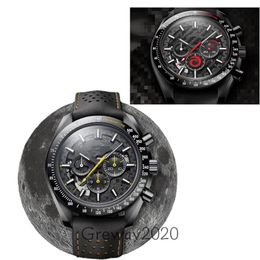 2021 super series Quality Quartz Watch Dark side lunar surface mens watches waterfroof wristWatch montre de luxe226z