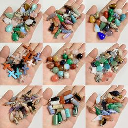 Trendy Assorted Stone Pendants Mixed Colour Irregular Shape Heart Cross Drop Charms for Jewellery Making Necklace Accessori