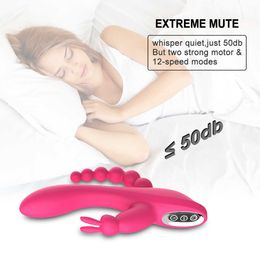 Beauty Items Rabbit Vibrator G-spot And P-spot Anal Triple Curve 12 Function Rechargeable Clit Stimulator Dildo For Women Vagina Masturbator