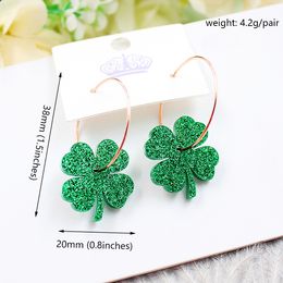 2023 St Patrick's Day Earrings for Women Girls Irish Shamrock Earrings Acrylic Green Clover Hoop Earrings Holiday Jewellery Gift