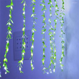 Strings 6X1M 400LED Green Leaf String Lights Artificial Vine Fairy Christmas Fake Plant Rattan Garland Light For Weeding Home