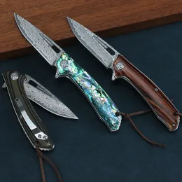Flipper Knife Ball Bearing Damascus steel Knives Tactical Survival Folding Pocket Knife EDC Outdoor G10 Handle GT0212
