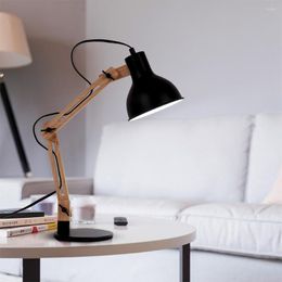 Table Lamps Modern Minimalist Solid Wood Folding Lamp E27 Light And Compact Bedside Bedroom Desk Adjustable Home Office Reading