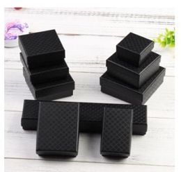 Jewellery Black Diamond Grain Boxes Square Cardboard Gift Small Necklace Ring Earring Kraft Box for Jewellery Set with sponge Cushion