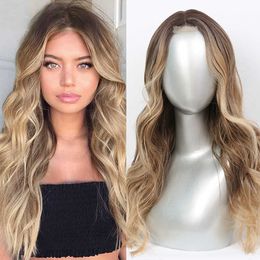 Hot Lace Wigs Synthetic for Women Middle Parting 26inch Long Wavy Hair Cosplay/daily 3 Colour Optional High Temperature Fibre 221216