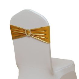 Hotel banquet celebration wedding elastic chair cover Sashes bronzing bandage decorative bow back flower RRC812